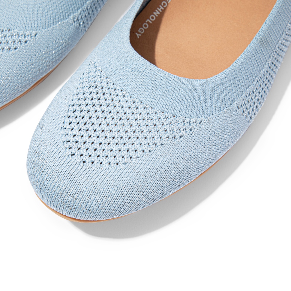 Fitflop Allegro Airyknit Ballerinas Hellblau-silber