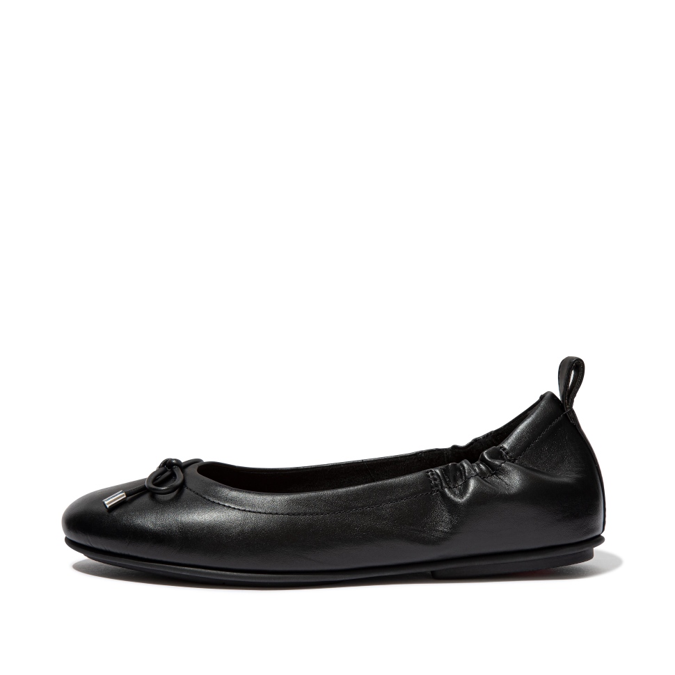 Fitflop Allegro Ballerinas Aus Leder Mit Schleife, Ganz In Schwarz
