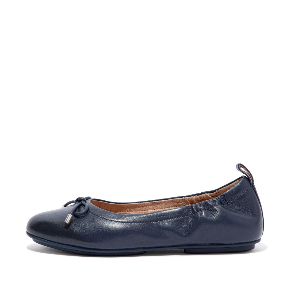Fitflop Allegro Ballerinas Aus Leder Mit Schleife Midnight Navy