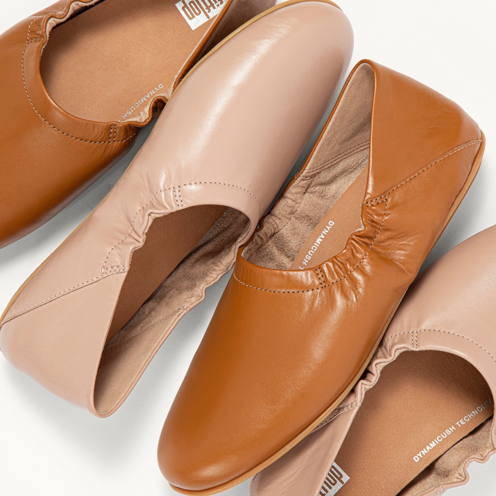 Fitflop Allegro Ballerinas Aus Leder Mit Umklappbarem Rücken, Nacktes Rosa