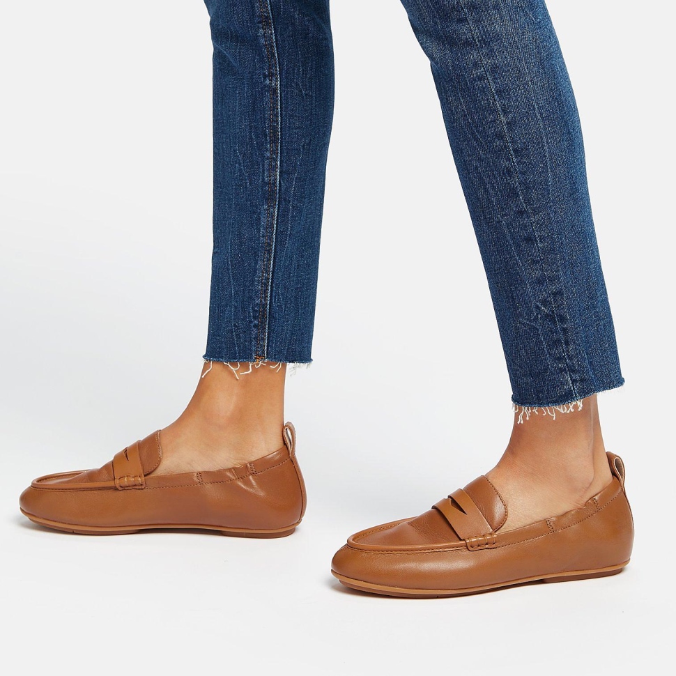 Fitflop Allegro Pennyloafer Aus Leder Hellbraun