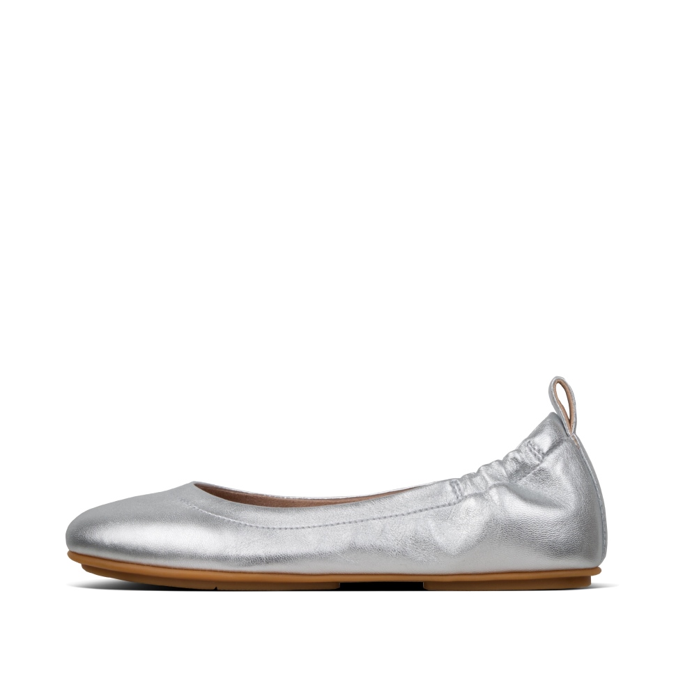 Fitflop Allegro Weiche Leder Ballerinas Silber