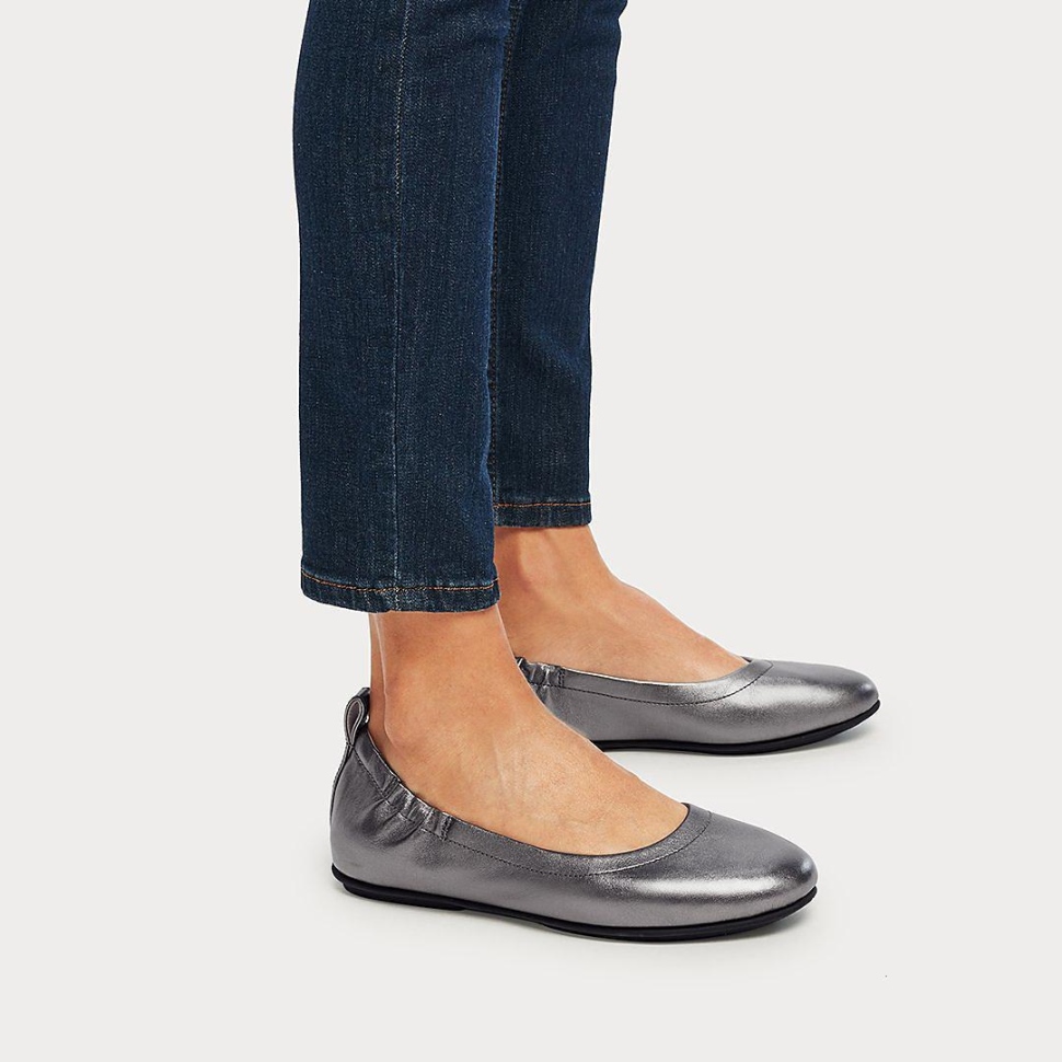 Fitflop Allegro Ballerinas Aus Soft-Metallic-Leder Zinn