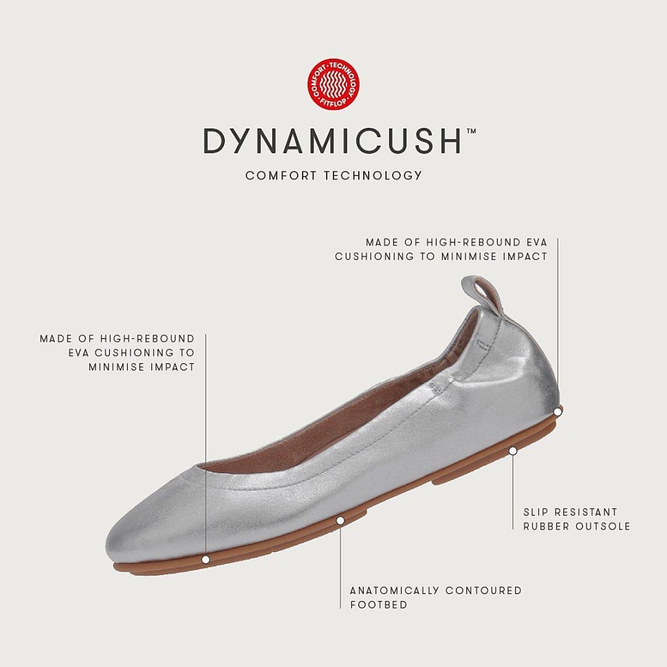 Fitflop Allegro Ballerinas Aus Soft-Metallic-Leder Zinn