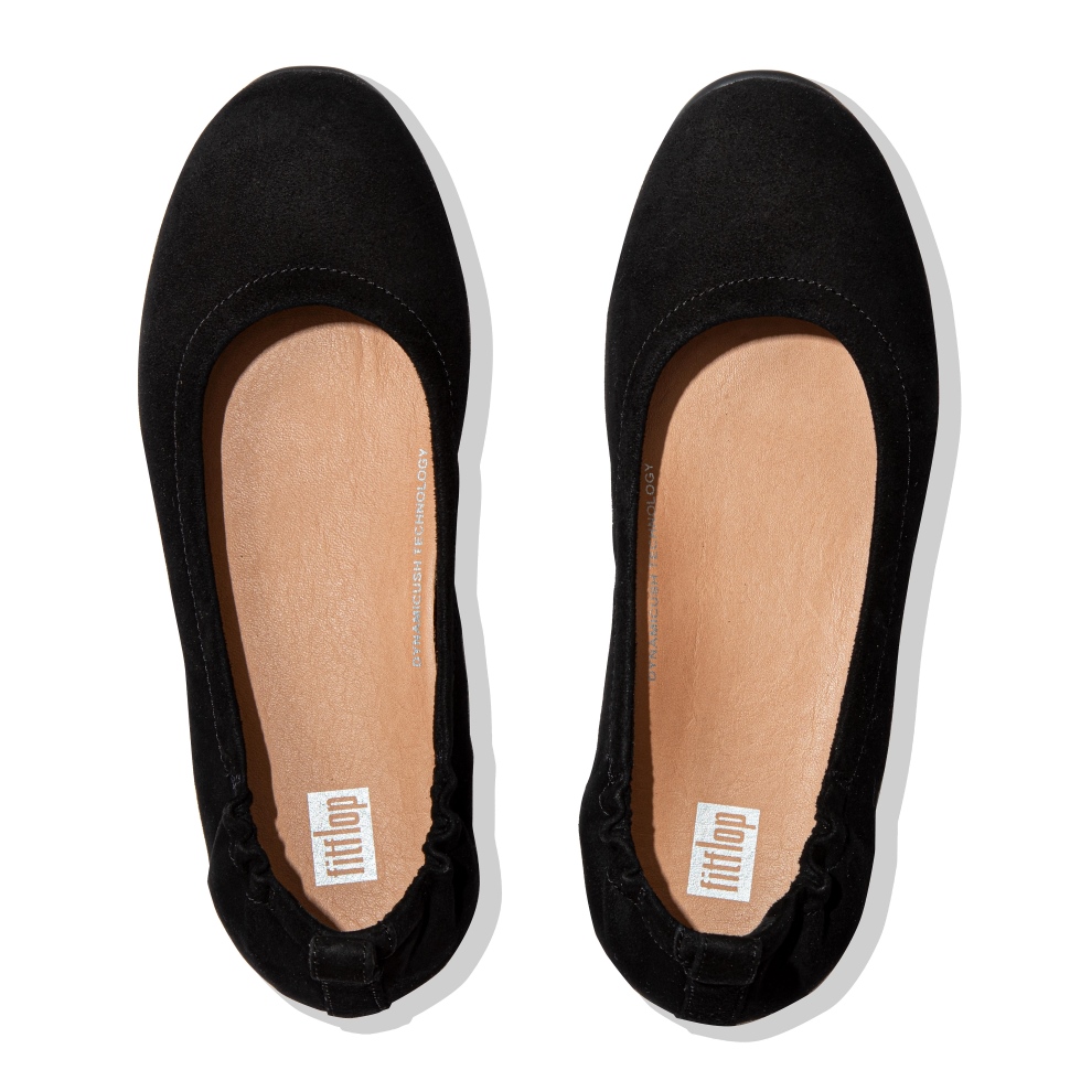 Fitflop Allegro Ballerinas Aus Wildleder, Ganz In Schwarz