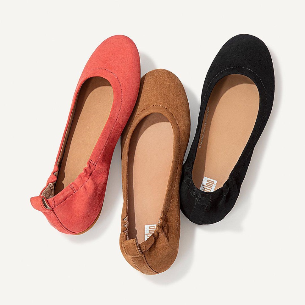 Fitflop Allegro Ballerinas Aus Wildleder, Ganz In Schwarz