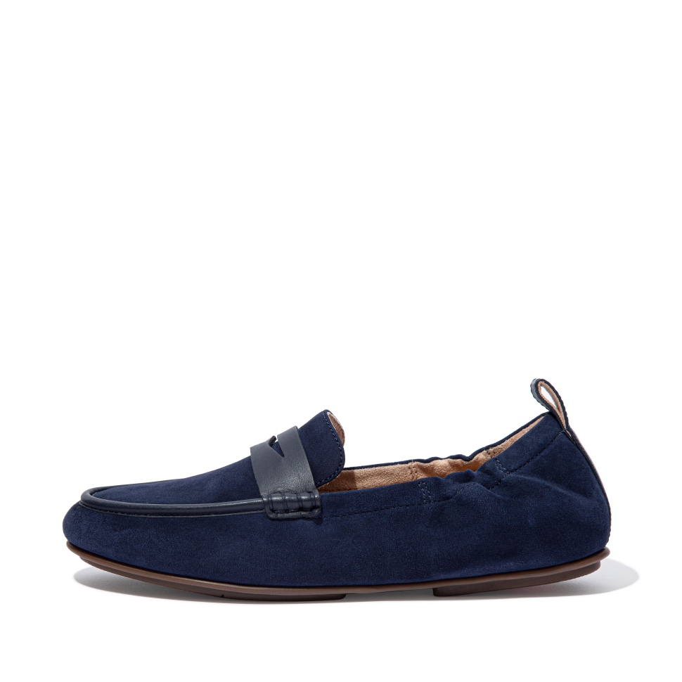 Fitflop Allegro Penny Loafer Aus Wildleder Mitternachtsmarine