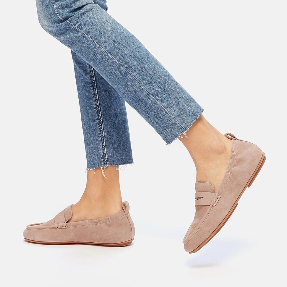 Fitflop Allegro Pennyloafer Aus Wildleder Nackt Rosa