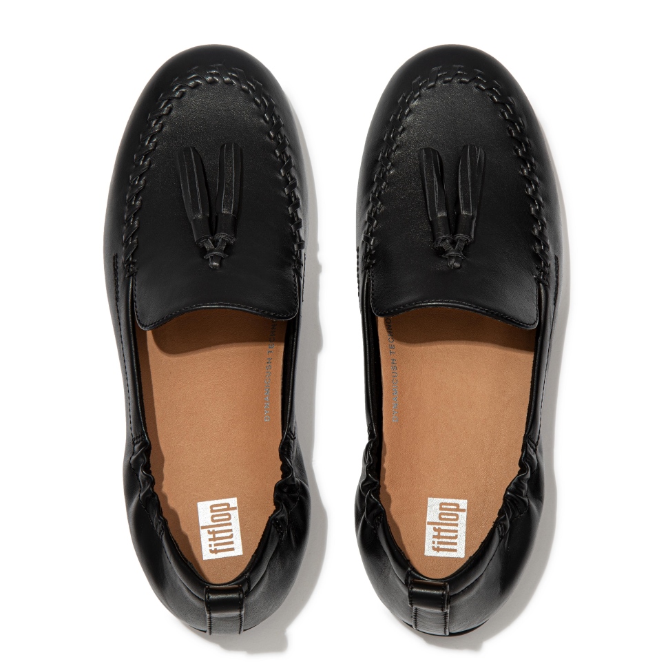 Fitflop Allegro Quasten-Leder-Loafer Ganz In Schwarz