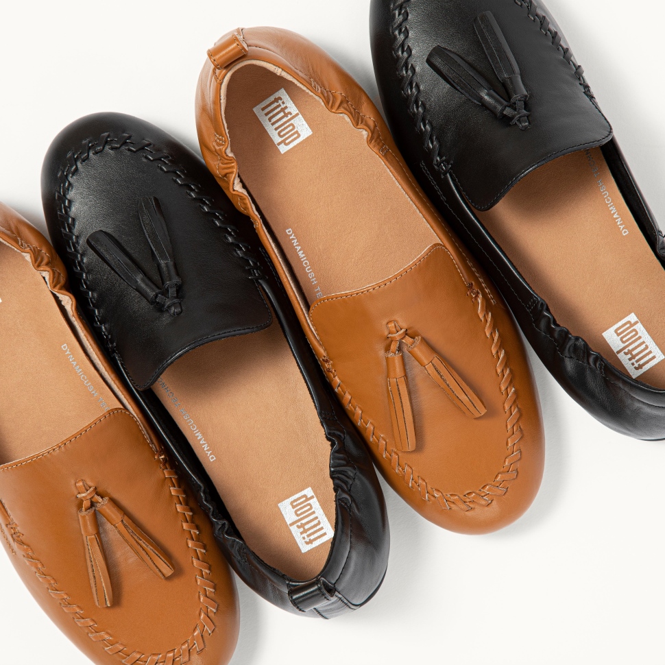 Fitflop Allegro Quasten-Leder-Loafer Ganz In Schwarz