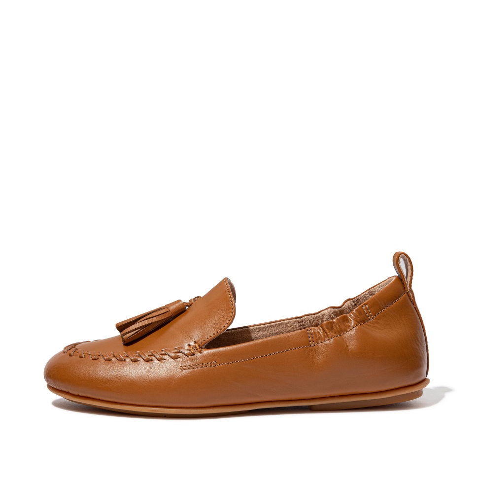 Fitflop Allegro Leder Loafer Mit Quasten Hellbraun