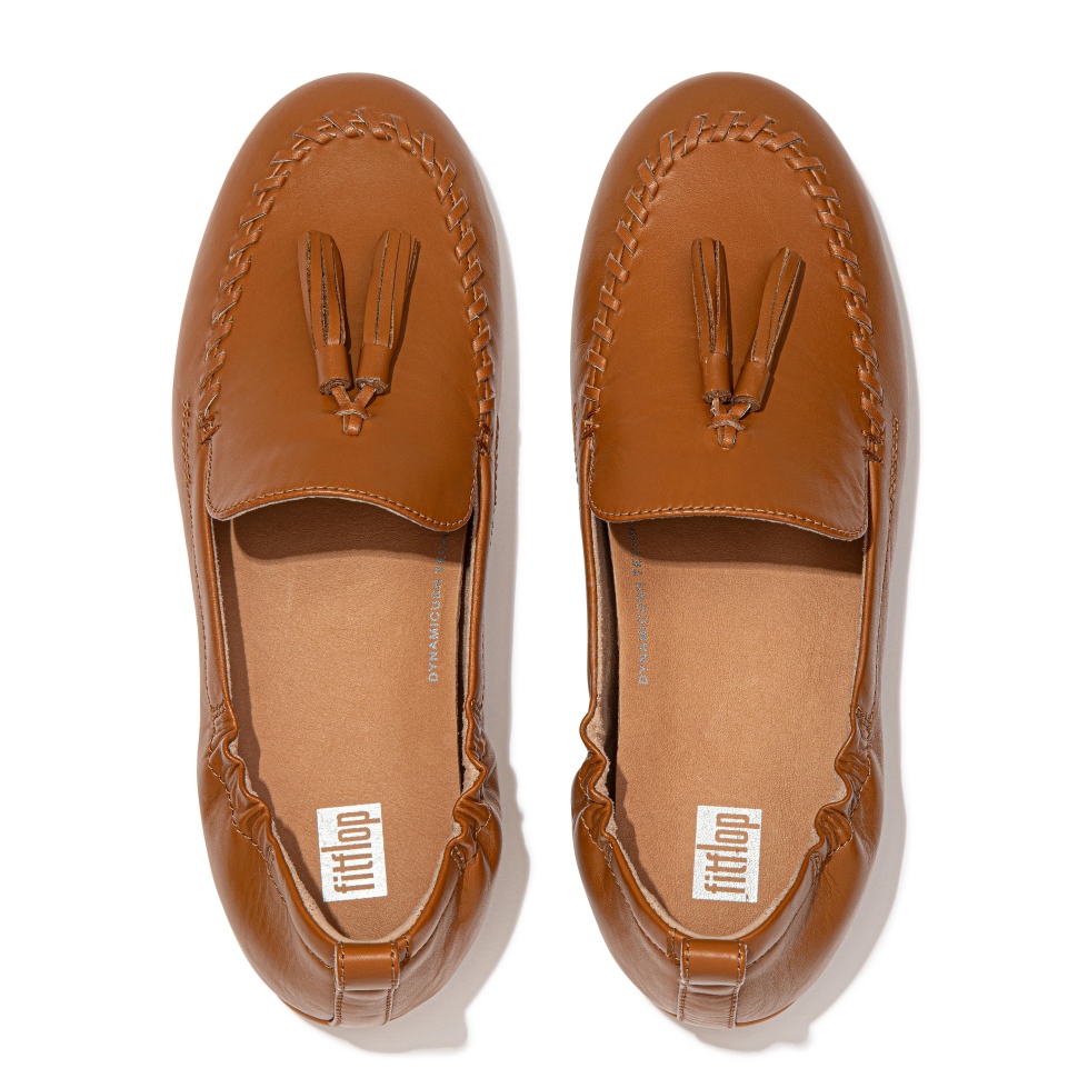 Fitflop Allegro Leder Loafer Mit Quasten Hellbraun