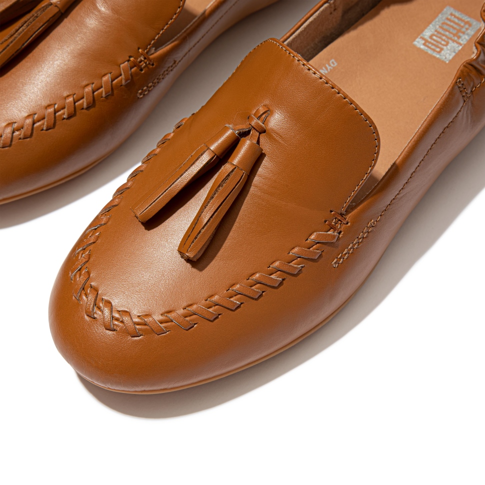 Fitflop Allegro Leder Loafer Mit Quasten Hellbraun