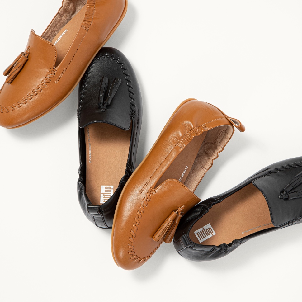 Fitflop Allegro Leder Loafer Mit Quasten Hellbraun