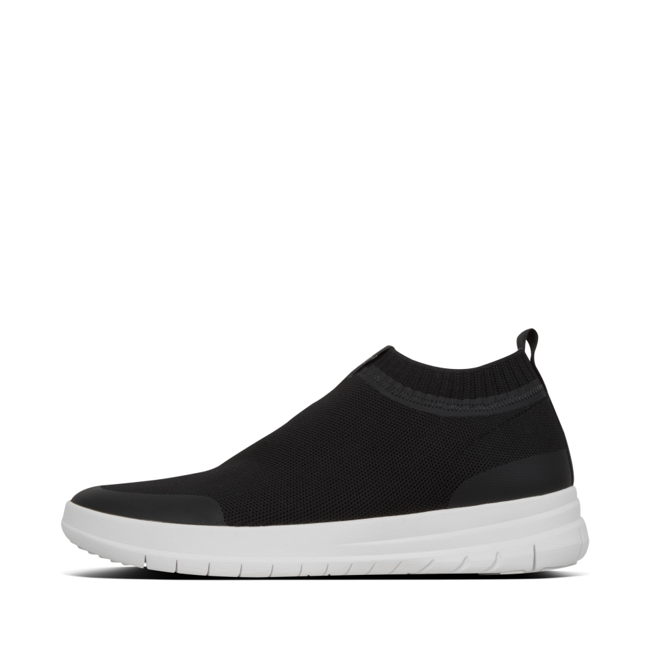 Fitflop überknit Herren Slip-on Sneakers Schwarz Weiß