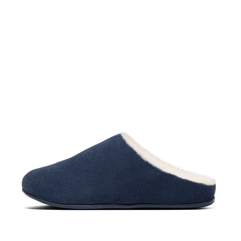 Fitflop Chrissie Shearling Wildleder Hausschuhe Midnight Navy