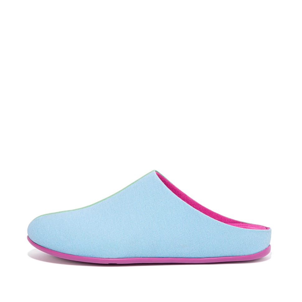 Fitflop Chrissie X Yinka Ilori Canvas Hausschuhe Eisblau-grün