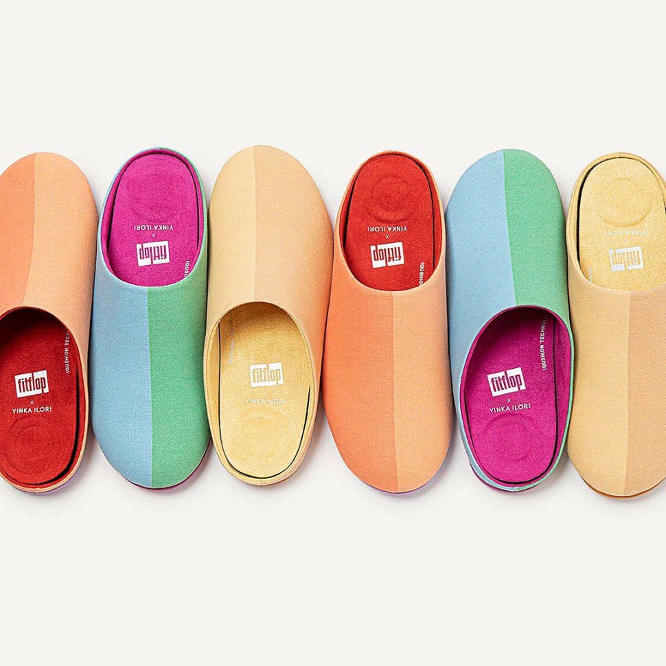 Fitflop Chrissie X Yinka Ilori Canvas Hausschuhe Gelb-orange