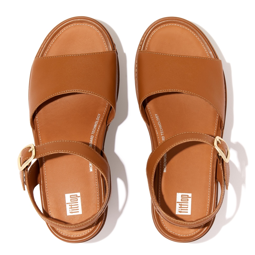 Fitflop Eloise Espadrille Ledersandalen Mit Keilabsatz Und Hinterriemen Hellbraun