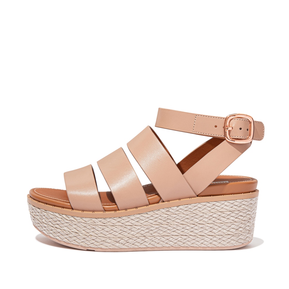 Fitflop Eloise Espadrille Leder Keilsandalen Nackt Rosa