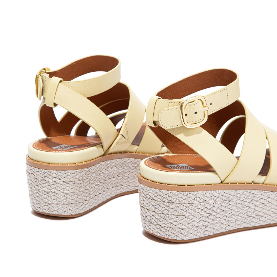 Fitflop Eloise Espadrille Ledersandalen Mit Keilabsatz Hellgelb