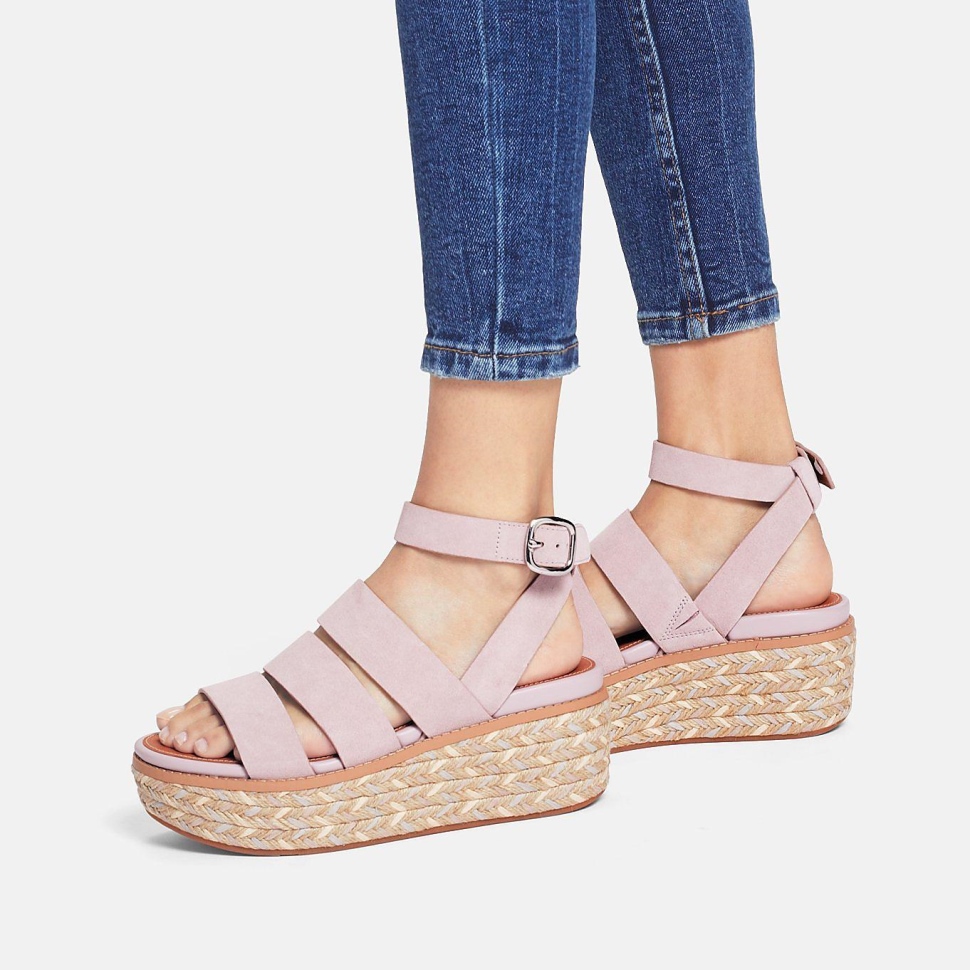 Fitflop Eloise Espadrille Keilsandalen Aus Wildleder Soft Lilac