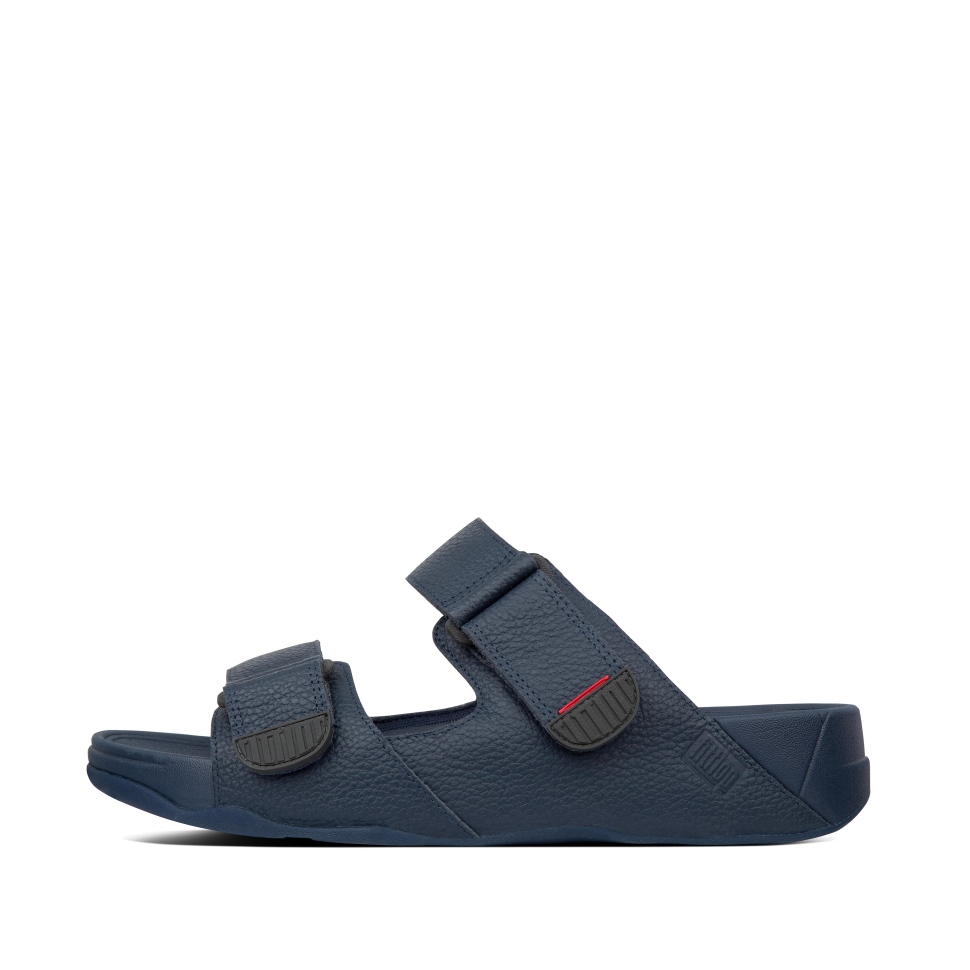 Fitflop Gogh Moc Verstellbare Lederpantoletten Für Herren Mitternachtsmarine