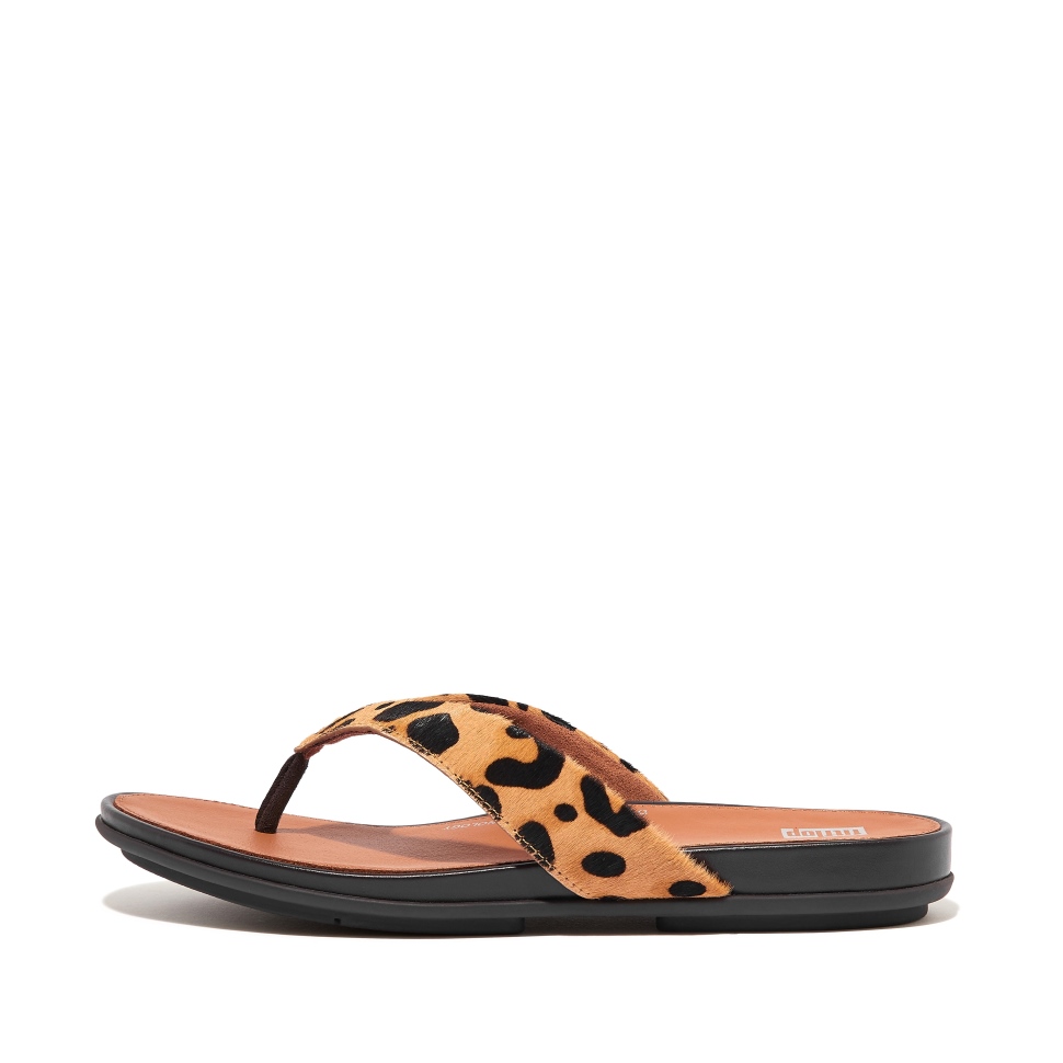 Fitflop Gracie Flip-Flops Aus Leder Mit Leopardenmuster Leopard