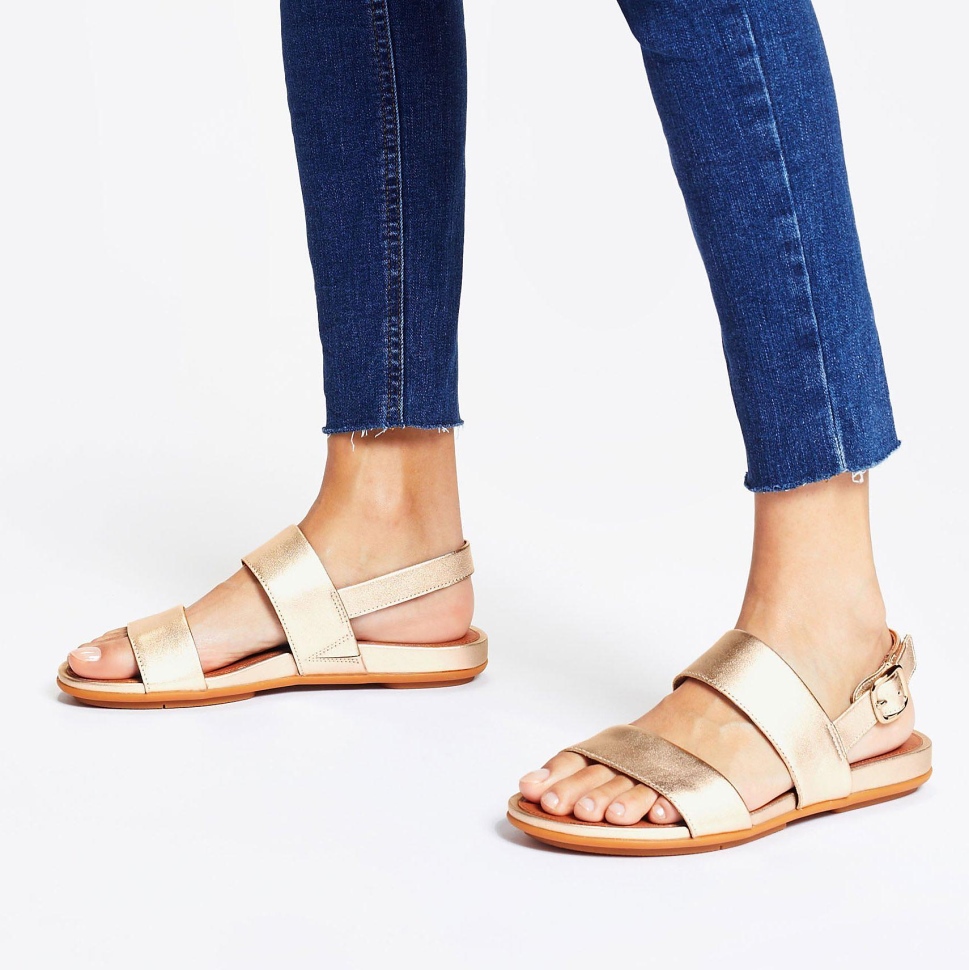 Fitflop Gracie Sandaletten Aus Metallic-leder Platin