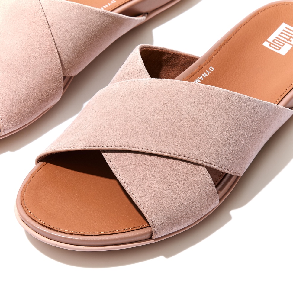 Fitflop Gracie Wildleder Kreuz Rutschen Nackt Rosa