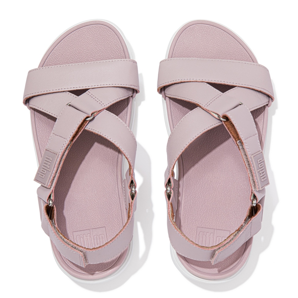 Fitflop Loosh Ledersandalen Mit überkreuzten Riemen Soft Lilac