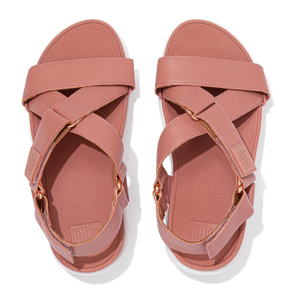 Fitflop Loosh Ledersandalen Mit überkreuzten Riemen Warm Rose