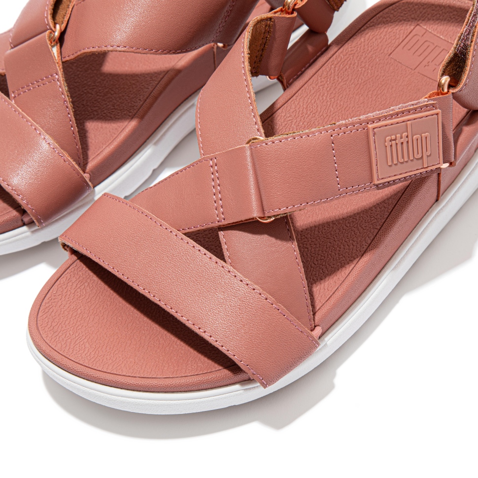 Fitflop Loosh Ledersandalen Mit überkreuzten Riemen Warm Rose
