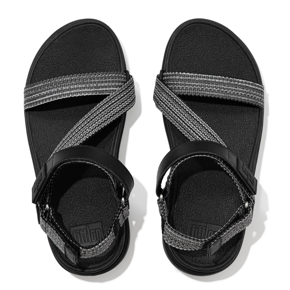 Fitflop Loosh Webbing Sandalen Mit Z-Riemen, Ganz In Schwarz