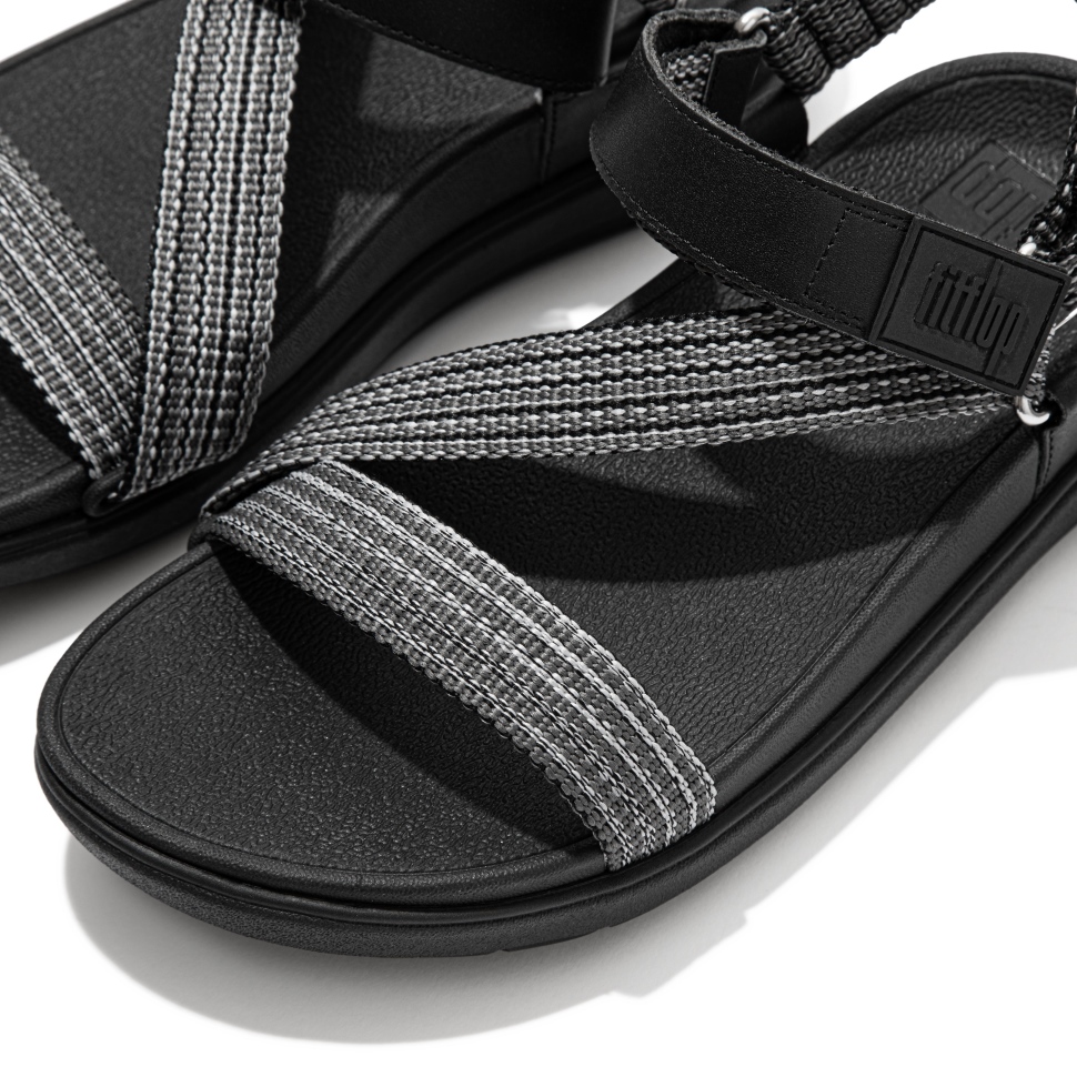 Fitflop Loosh Webbing Sandalen Mit Z-Riemen, Ganz In Schwarz