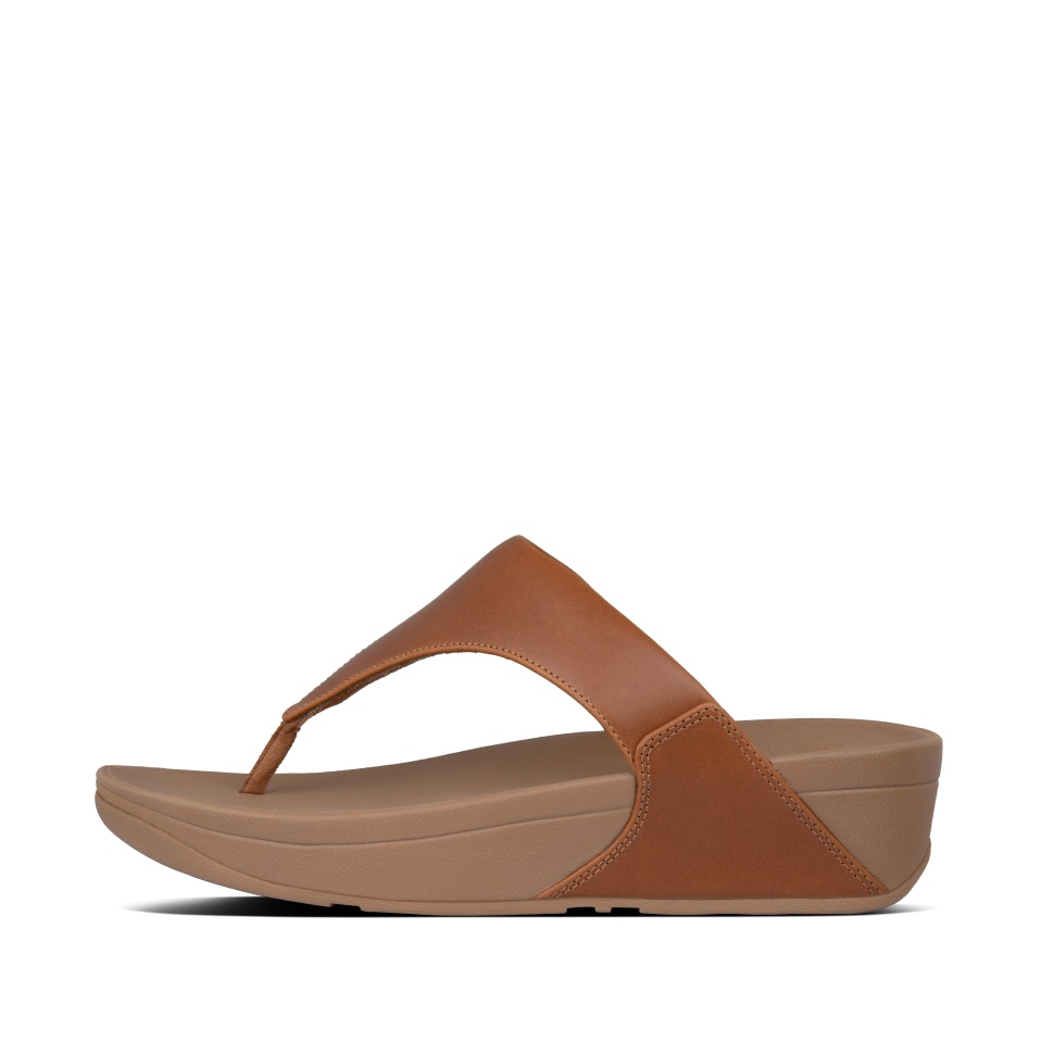 Fitflop Lulu Ledersandalen Mit Zehensteg Hellbraun