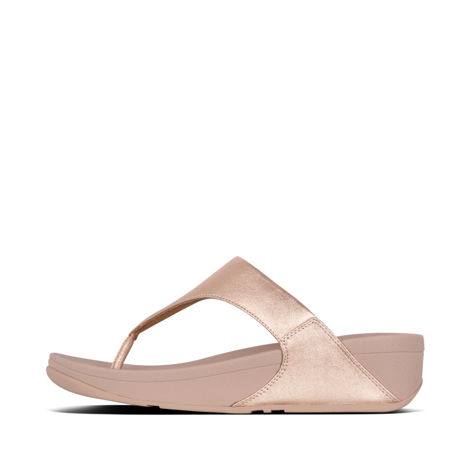 Fitflop Lulu Zehenstegsandalen Aus Leder Roségold