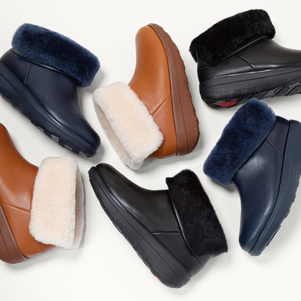 Fitflop Mukluk Shorty Wasserdichte, Mit Shearling Gefütterte Stiefeletten, Ganz In Schwarz