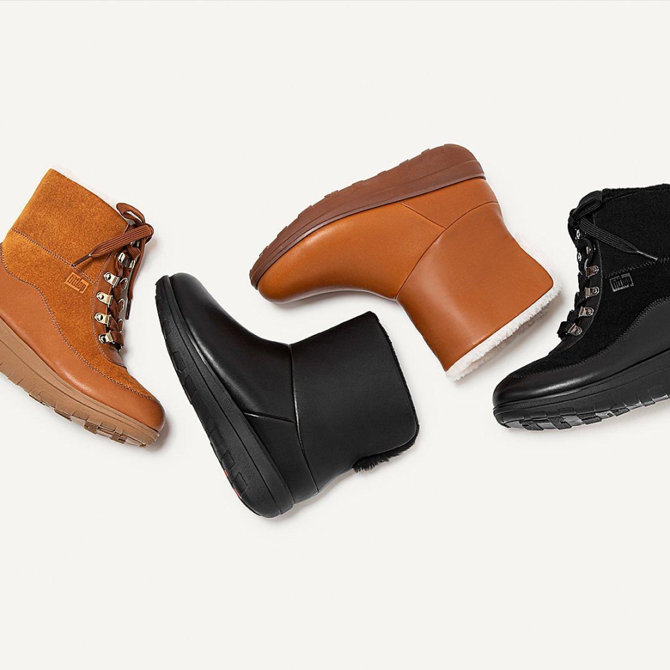 Fitflop Mukluk Schnürstiefeletten Mit Lammfellfutter Hellbraun