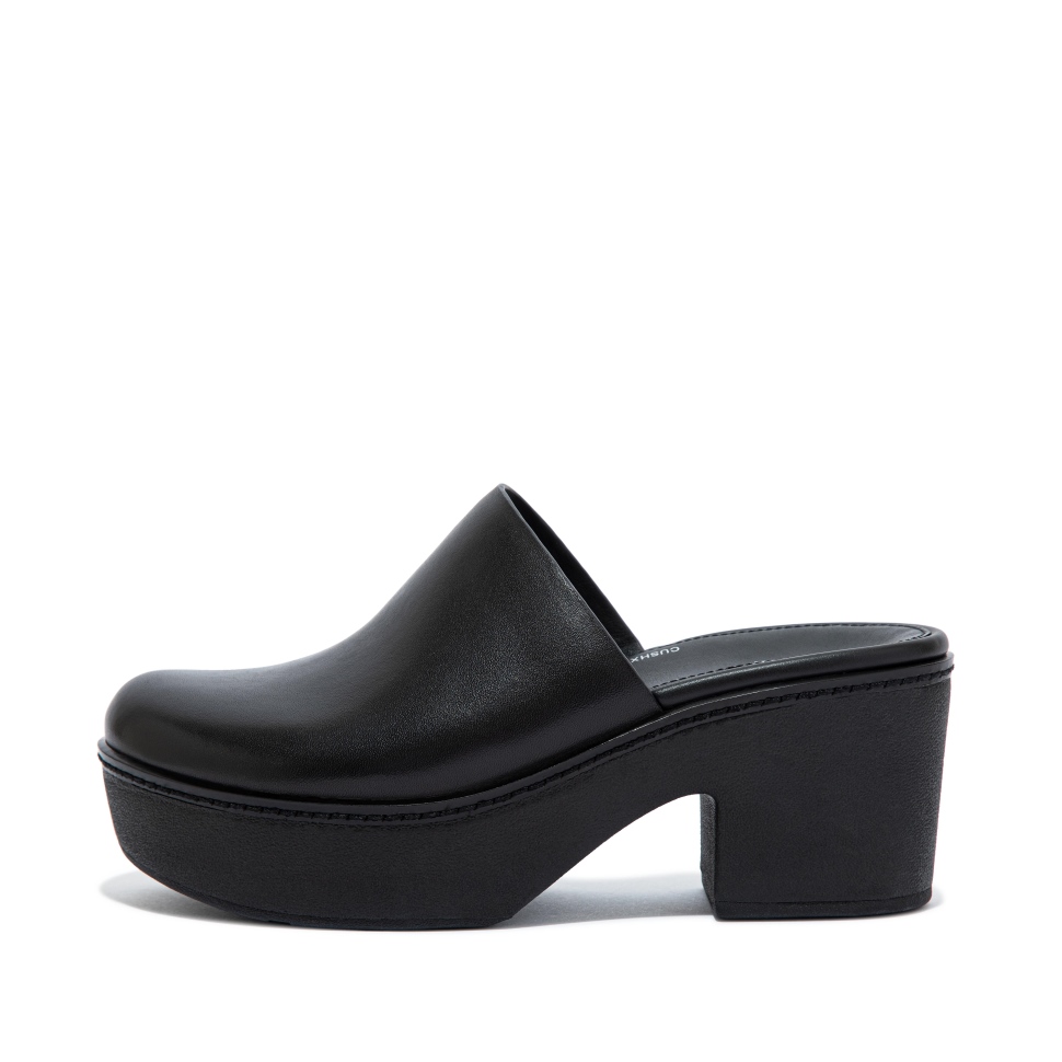 Fitflop Pilar Leder-Mule-Plattformen Ganz In Schwarz