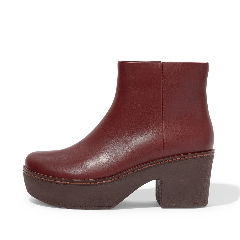 Fitflop Pilar Plateaustiefeletten Aus Leder Kastanienbraun