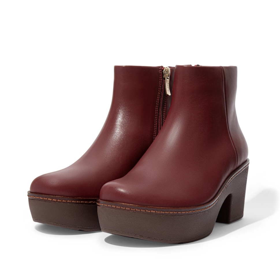 Fitflop Pilar Plateaustiefeletten Aus Leder Kastanienbraun