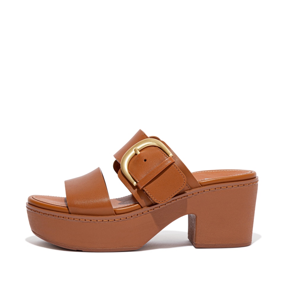 Fitflop Pilar Leder Pantoffeln Hellbraun