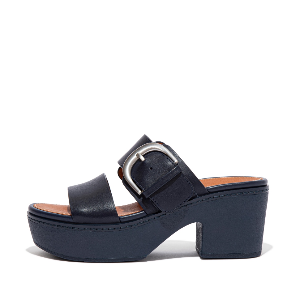 Fitflop Pilar Lederplateaupantoletten Mitternachtsmarine