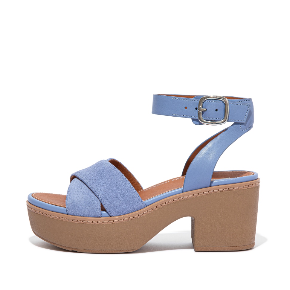 Fitflop Pilar Plateausandalen Aus Wildledermix Mit Knöchelriemchen Wild Lavendel