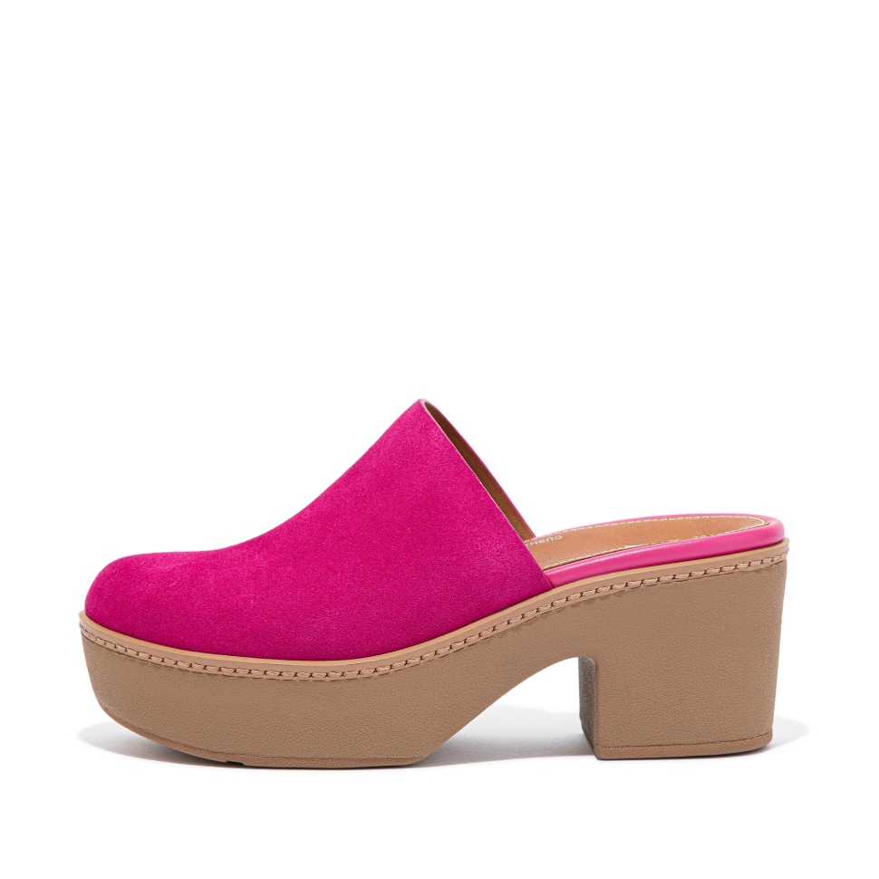 Fitflop Pilar Mule-plateaus Aus Wildleder In Fuchsia Rose