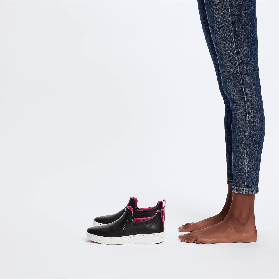 Fitflop Rally Leder-Skate-Sneaker Mit Gesprenkelter Sohle, Schwarz-Mix