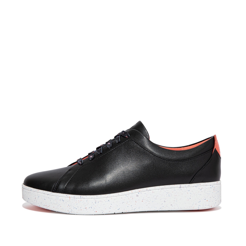 Fitflop Rally Ledersneaker Mit Gesprenkelter Sohle Schwarz-Mix