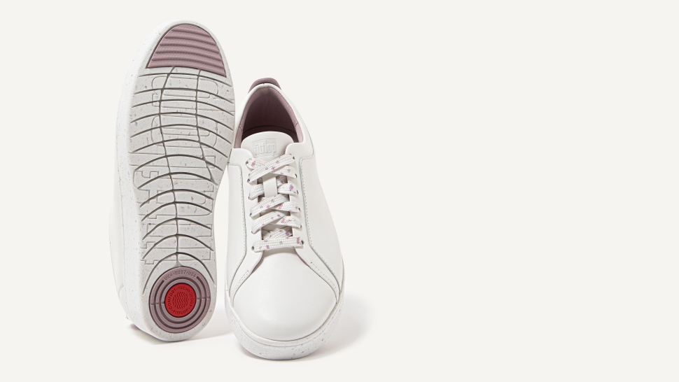 Fitflop Rally Ledersneaker Mit Gesprenkelter Sohle Urban White Mix