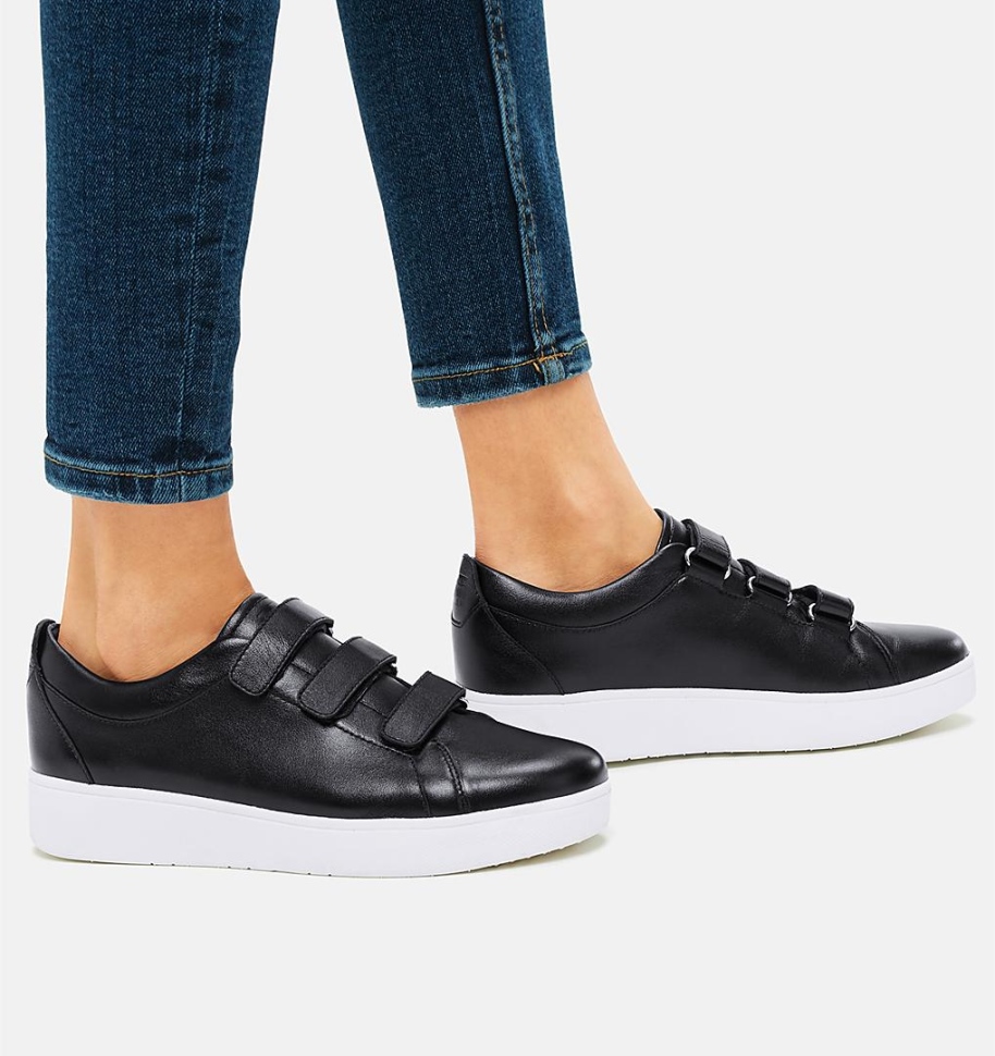 Fitflop Rally Strap Sneaker Aus Metallic-Leder Schwarz